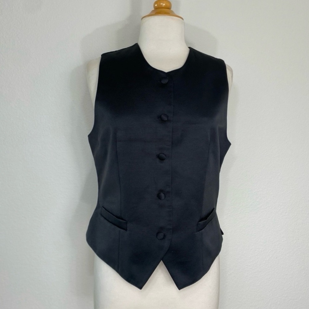 Doc & Amelia by Cintas Unisex Black Button Sleeveless Vest Size Small Classic